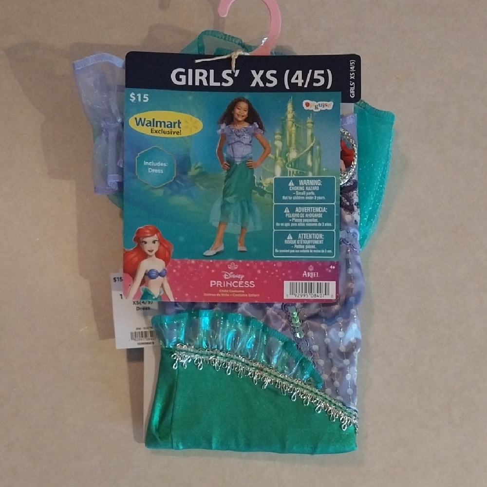 NEW Disney Princess Ariel Teal &  Purple Costume for Girls XS (4/5)